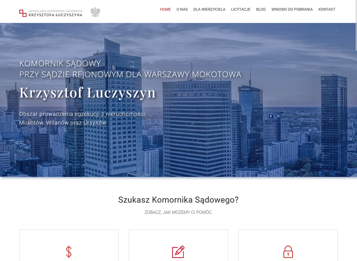 Komornik Sądowy przy Sądzie Rejonowym dla Warszawy Mokotowa Krzysztof Łuczyszyn